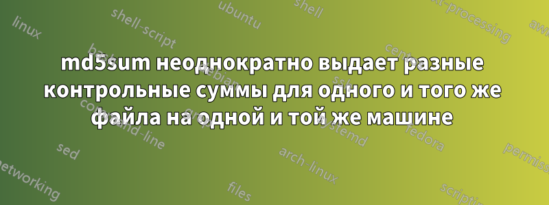 md5sum неоднократно выдает разные контрольные суммы для одного и того же файла на одной и той же машине