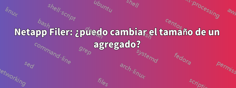 Netapp Filer: ¿puedo cambiar el tamaño de un agregado?