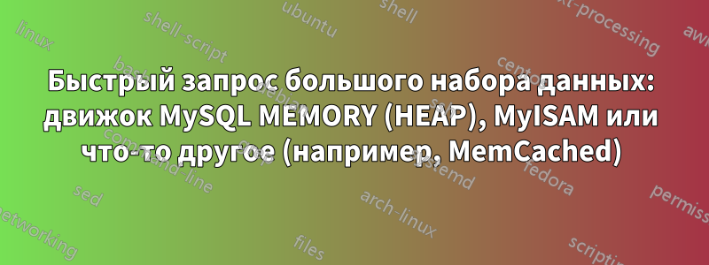 Быстрый запрос большого набора данных: движок MySQL MEMORY (HEAP), MyISAM или что-то другое (например, MemCached)