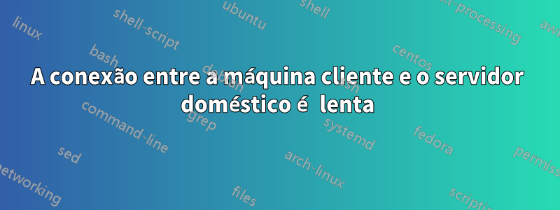 A conexão entre a máquina cliente e o servidor doméstico é lenta