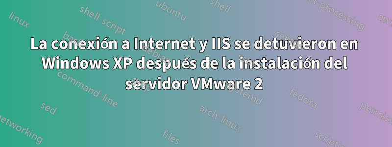 La conexión a Internet y IIS se detuvieron en Windows XP después de la instalación del servidor VMware 2