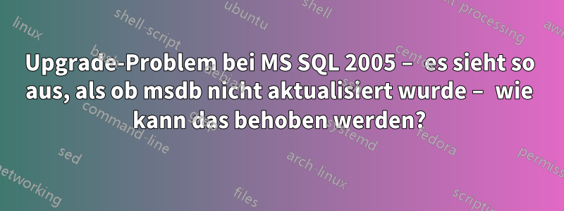 Upgrade-Problem bei MS SQL 2005 – es sieht so aus, als ob msdb nicht aktualisiert wurde – wie kann das behoben werden?