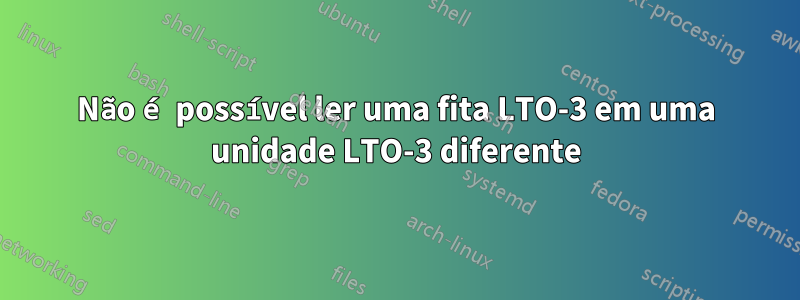 Não é possível ler uma fita LTO-3 em uma unidade LTO-3 diferente