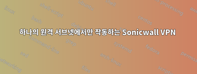 하나의 원격 서브넷에서만 작동하는 Sonicwall VPN