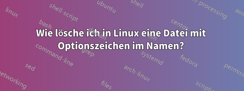 Wie lösche ich in Linux eine Datei mit Optionszeichen im Namen?