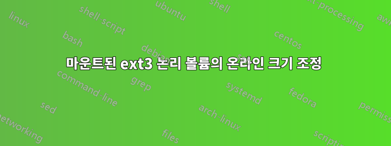 마운트된 ext3 논리 볼륨의 온라인 크기 조정