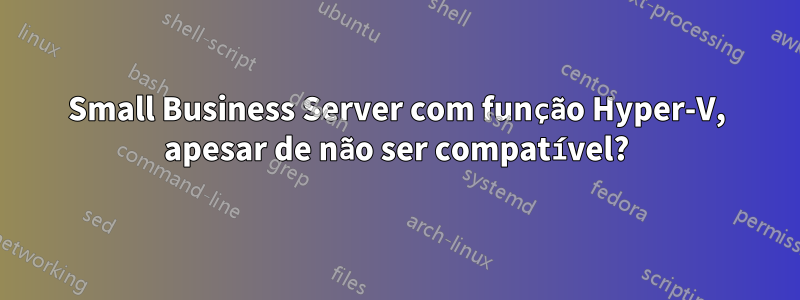 Small Business Server com função Hyper-V, apesar de não ser compatível?