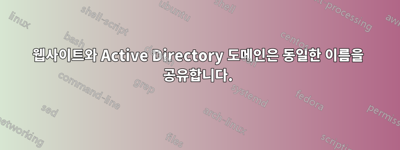 웹사이트와 Active Directory 도메인은 동일한 이름을 공유합니다.