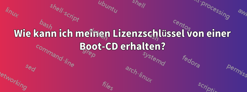 Wie kann ich meinen Lizenzschlüssel von einer Boot-CD erhalten?