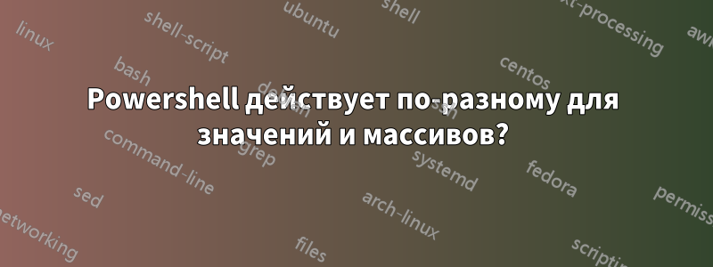 Powershell действует по-разному для значений и массивов?