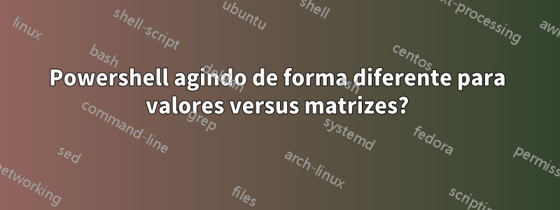 Powershell agindo de forma diferente para valores versus matrizes?