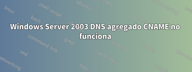 Windows Server 2003 DNS agregado CNAME no funciona