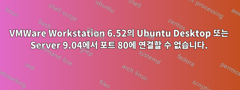 VMWare Workstation 6.52의 Ubuntu Desktop 또는 Server 9.04에서 포트 80에 연결할 수 없습니다.