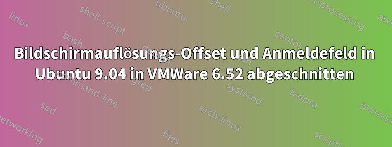 Bildschirmauflösungs-Offset und Anmeldefeld in Ubuntu 9.04 in VMWare 6.52 abgeschnitten