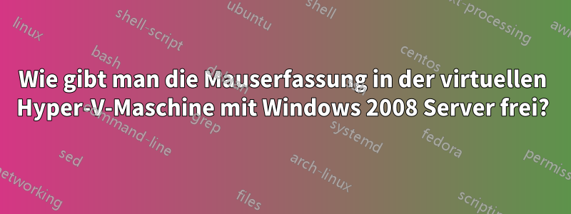 Wie gibt man die Mauserfassung in der virtuellen Hyper-V-Maschine mit Windows 2008 Server frei?