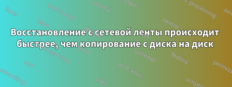 Восстановление с сетевой ленты происходит быстрее, чем копирование с диска на диск