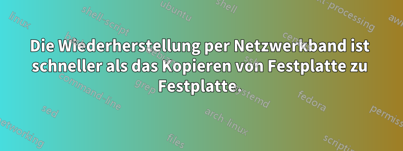 Die Wiederherstellung per Netzwerkband ist schneller als das Kopieren von Festplatte zu Festplatte.