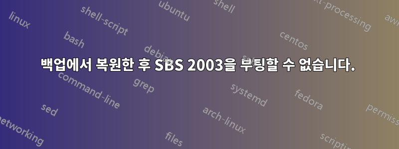 백업에서 복원한 후 SBS 2003을 부팅할 수 없습니다.