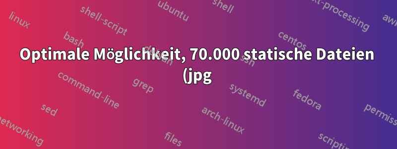 Optimale Möglichkeit, 70.000 statische Dateien (jpg) bereitzustellen?