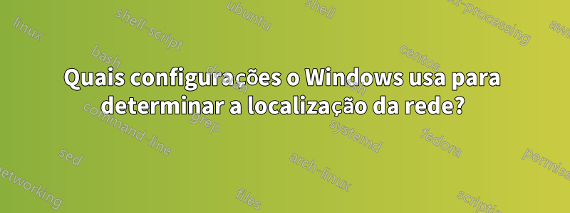 Quais configurações o Windows usa para determinar a localização da rede?