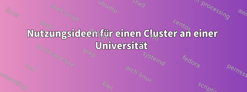 Nutzungsideen für einen Cluster an einer Universität 