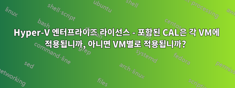 Hyper-V 엔터프라이즈 라이선스 - 포함된 CAL은 각 VM에 적용됩니까, 아니면 VM별로 적용됩니까? 