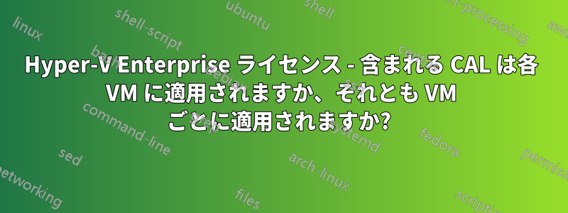 Hyper-V Enterprise ライセンス - 含まれる CAL は各 VM に適用されますか、それとも VM ごとに適用されますか? 