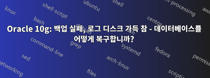 Oracle 10g: 백업 실패, 로그 디스크 가득 참 - 데이터베이스를 어떻게 복구합니까?