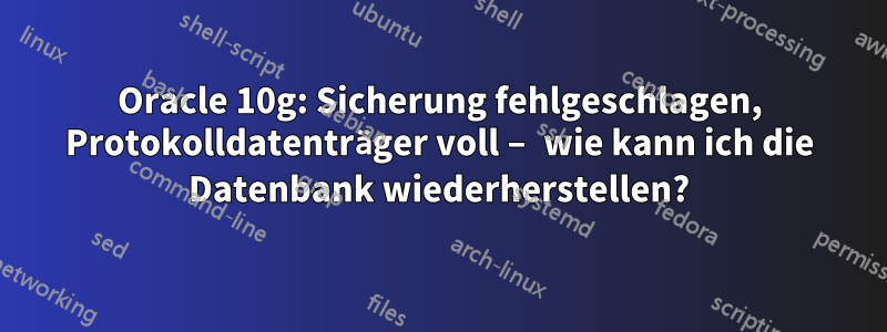 Oracle 10g: Sicherung fehlgeschlagen, Protokolldatenträger voll – wie kann ich die Datenbank wiederherstellen?