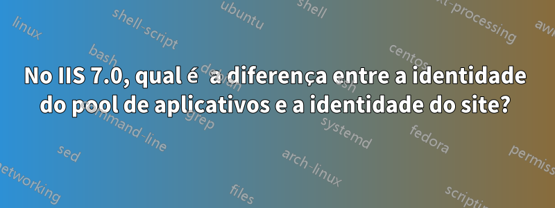 No IIS 7.0, qual é a diferença entre a identidade do pool de aplicativos e a identidade do site?