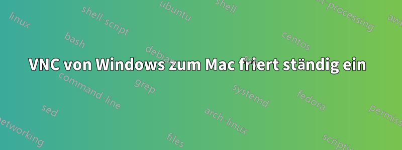 VNC von Windows zum Mac friert ständig ein 