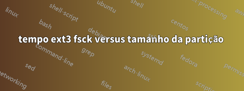 tempo ext3 fsck versus tamanho da partição