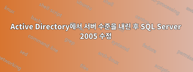 Active Directory에서 서버 수준을 내린 후 SQL Server 2005 수정