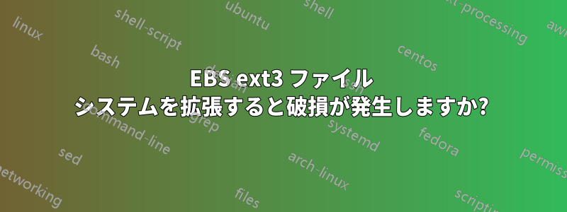 EBS ext3 ファイル システムを拡張すると破損が発生しますか?