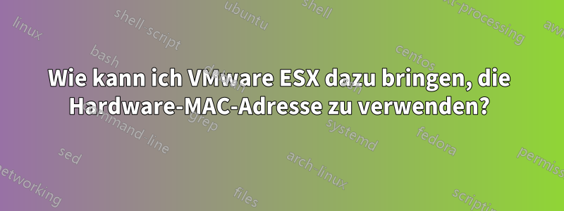 Wie kann ich VMware ESX dazu bringen, die Hardware-MAC-Adresse zu verwenden?