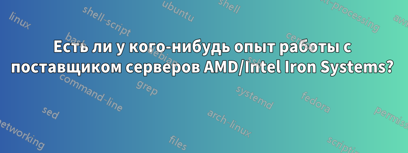 Есть ли у кого-нибудь опыт работы с поставщиком серверов AMD/Intel Iron Systems? 