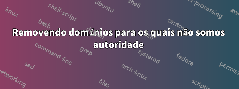 Removendo domínios para os quais não somos autoridade