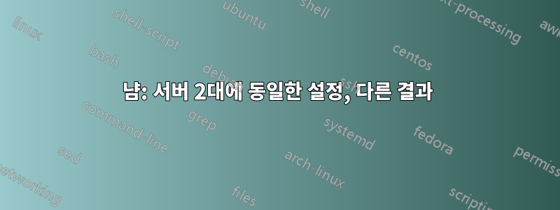 냠: 서버 2대에 동일한 설정, 다른 결과