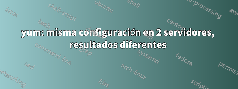 yum: misma configuración en 2 servidores, resultados diferentes