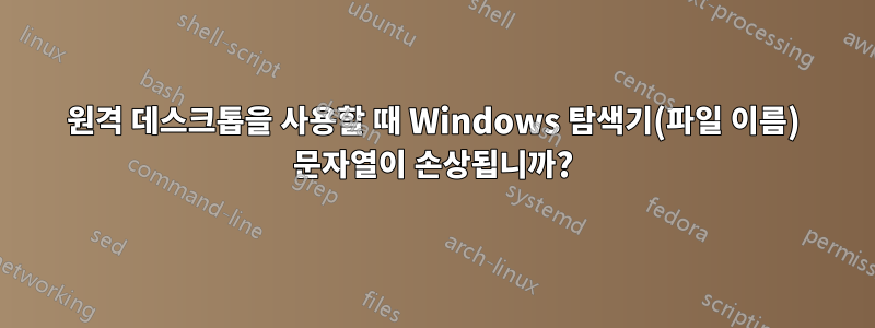 원격 데스크톱을 사용할 때 Windows 탐색기(파일 이름) 문자열이 손상됩니까?