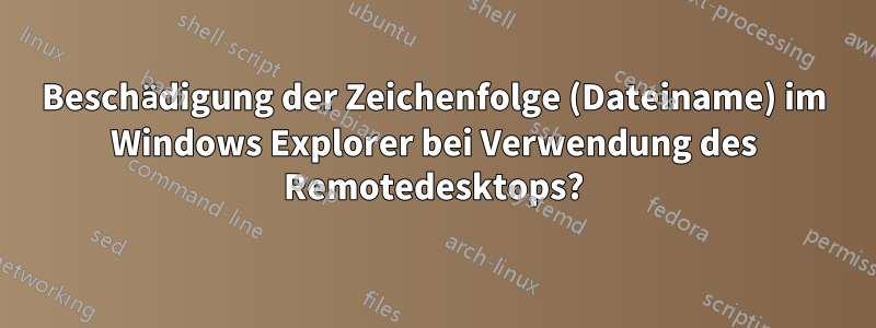 Beschädigung der Zeichenfolge (Dateiname) im Windows Explorer bei Verwendung des Remotedesktops?