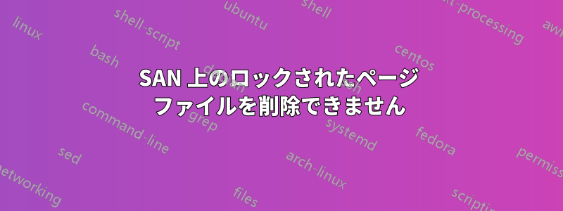 SAN 上のロックされたページ ファイルを削除できません