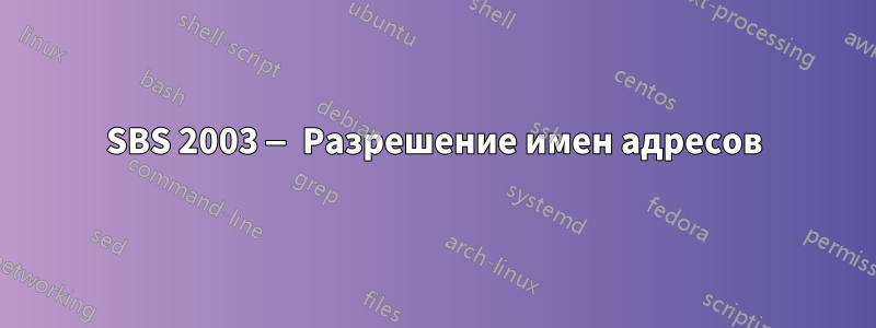 SBS 2003 — Разрешение имен адресов