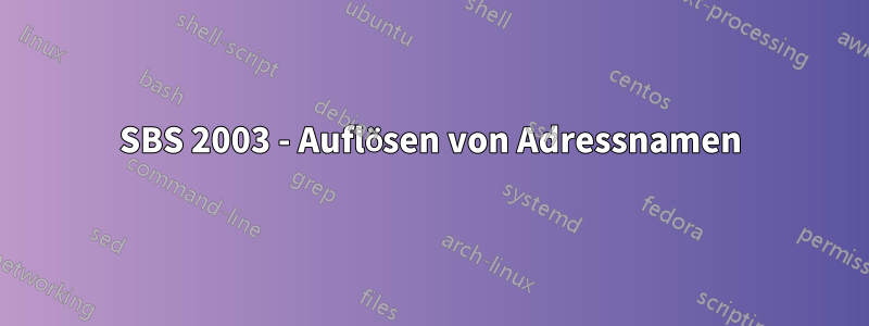 SBS 2003 - Auflösen von Adressnamen