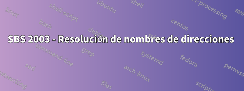 SBS 2003 - Resolución de nombres de direcciones