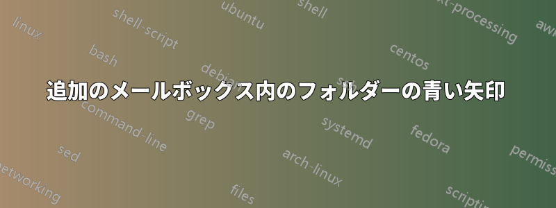 追加のメールボックス内のフォルダーの青い矢印
