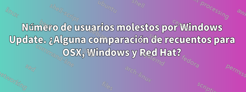Número de usuarios molestos por Windows Update. ¿Alguna comparación de recuentos para OSX, Windows y Red Hat?
