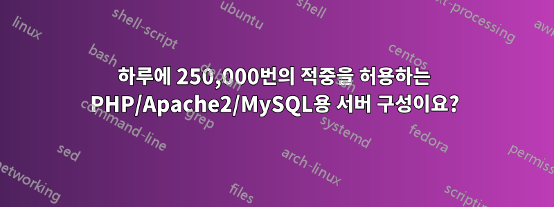 하루에 250,000번의 적중을 허용하는 PHP/Apache2/MySQL용 서버 구성이요?