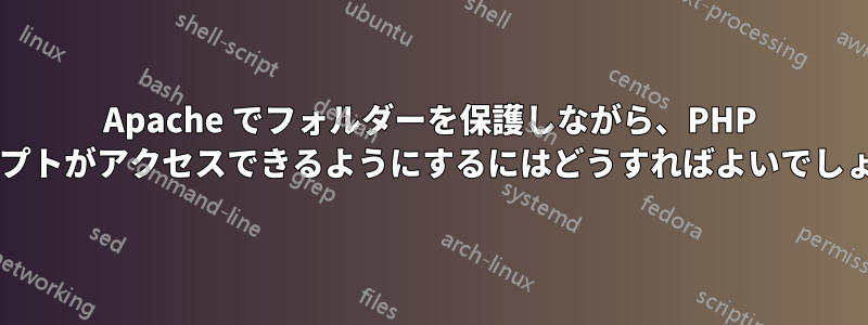 Apache でフォルダーを保護しながら、PHP スクリプトがアクセスできるようにするにはどうすればよいでしょうか?