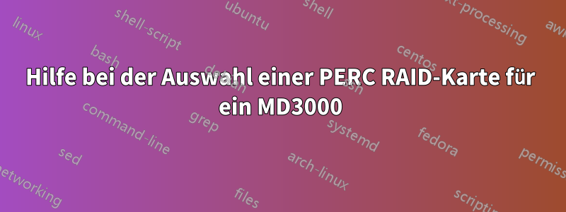 Hilfe bei der Auswahl einer PERC RAID-Karte für ein MD3000